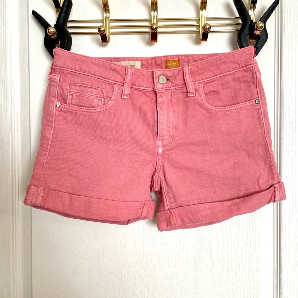 Anthropologie 27 4 6 Pilcro & Letterpress Pink Shorts Jeans Denim Cotton